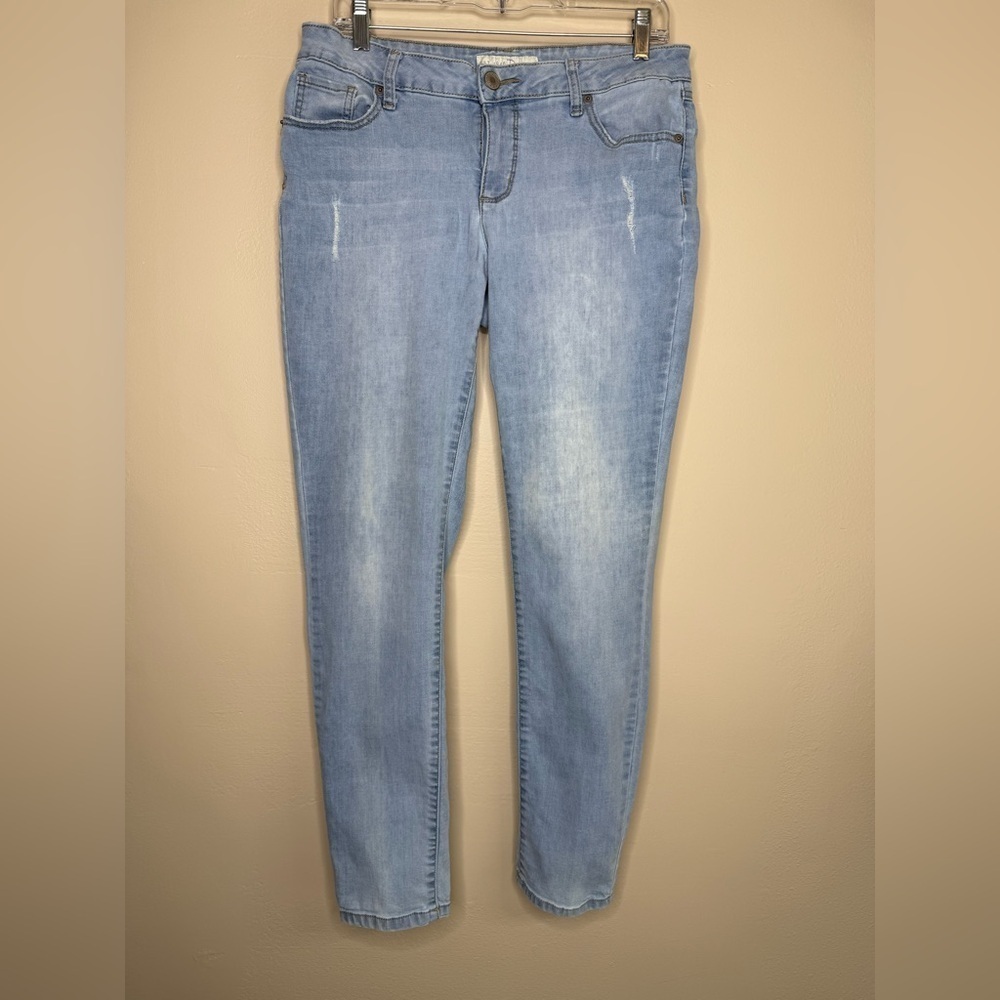 Cato Light Blue Distressed Straight Leg Jeans Size 10
